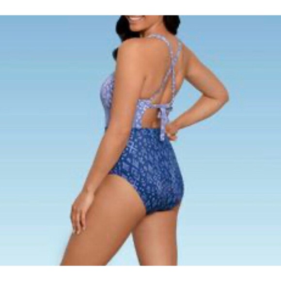 Beach Betty Slimming Control Strappy Cut Out Crossback Swimsuit Size XL New - Picture 3 of 7